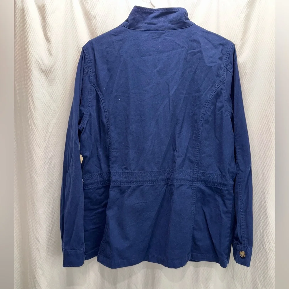 New St. John's Bay Women’s Classic Anorak Blue Jacket 100% Cotton Size Large NWT